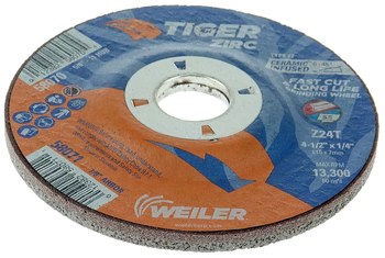 Weiler Tiger Zirc Disco esmerilador 58071 - 4-1/2 pulg - Zirconio - 24 - T