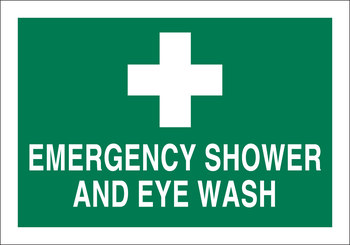 Imágen de Brady B-120 Poliéster reforzado con fibra de vidrio Rectángulo Verde Inglés Cartel de lavado de ojos y ducha 87662 (Imagen principal del producto)