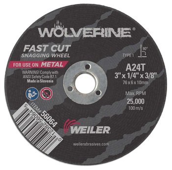 Weiler Wolverine Rueda de enganche 56064 - Tipo 1 (recto) - 3 pulg. - Óxido de aluminio - 24 - T