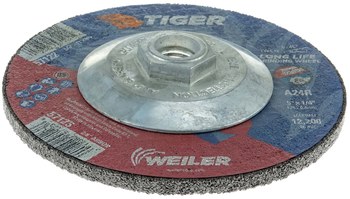 Weiler Tiger Disco esmerilador 57122 - 5 pulg. - Óxido de aluminio - 24 - R
