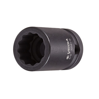 Vega Tools 32101-D 12 Puntos 21 mm Largo Toma De Impacto - Acero 4140 - accionamiento 1/2 pulg. Cuadrado - B-Recta - 38.0 mm Longitud - 01953