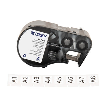Brady ToughBond M4-7-422 Etiquetas adhesivas multiuso agresivas - 0.5 pulg. x 0.5 pulg. - Poliéster - Negro sobre blanco - B-422