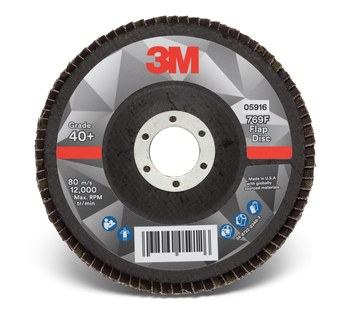 3M 769F Tipo 29 Recubierto Óxido de aluminio cerámico Disco de Aletas - Diámetro 5 pulg. - Agujero Central 7/8 pulg. - 05916
