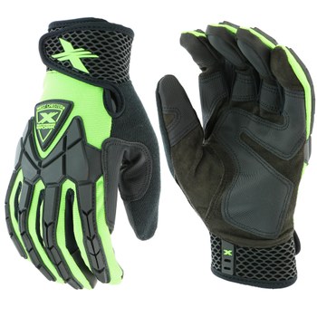 West Chester Extreme Work Strike ProteX 89306 Negro/Verde Grande Cuero Sintético Cuero Guantes de trabajo - Pulgar montado - 662909-509321