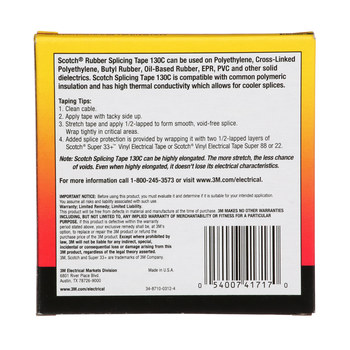 3M Scotch 130C Negro Cinta aislante - 3/4 pulg. x 30 pies - Grosor 30 mil - 41717