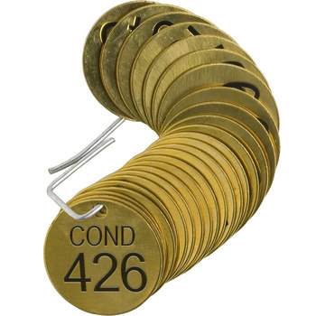 Imágen de Brady Negro sobre cobre Círculo Latón Etiqueta de válvula numerada con encabezado 23664 Etiqueta para válvula numerada con encabezado (Imagen principal del producto)