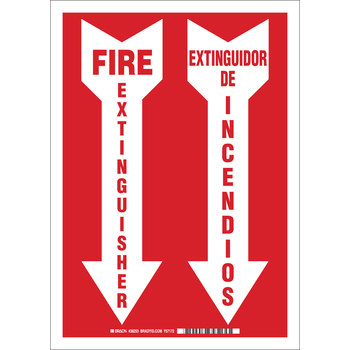Imágen de Brady B-401 Poliesterino de alto impacto Rojo Inglés/Español Cartel de equipo de fuego 38756 (Imagen principal del producto)
