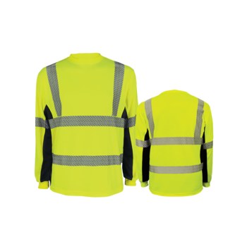 Global Glove FrogWear GLO-225LS Camisa reflectante de alta visibilidad GLO-225LS/LG - tamaño Grande - Lima - ANSI clase 3 (con mangas) - glo-225ls lg