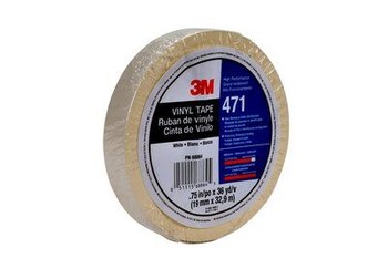3M 471 Blanco Cinta de marcado - 3/4 pulg. Anchura x 36 yd Longitud - 5.2 mil Espesor - Un solo lado Adhesiva - 68864
