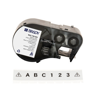 Brady M4C-750-584 Etiquetas retro reflectantes para todo tipo de clima - 0.75 pulg. x 20 pies - Plástico - Negro sobre blanco - B-584