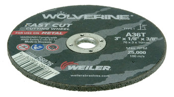 Weiler Wolverine Rueda de corte 56076 - Tipo 1 - Rueda recta - 3 pulg. - Óxido de aluminio - 36 - T