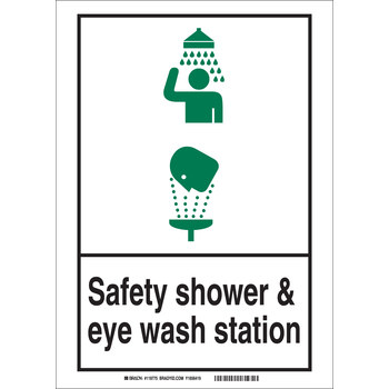 Imágen de Brady Bradyglo B-347 Poliéster/poliestireno Rectángulo Cartel de lavado de ojos y ducha 120680 (Imagen principal del producto)