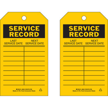 Imágen de Brady Negro sobre amarillo Ojal de metal, Autolaminados, Escribible Poliéster 86625 Etiqueta de mantenimiento (Imagen principal del producto)