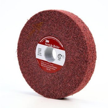 3M Scotch-Brite Convoluto Óxido de aluminio Mediano Rueda de desbaste - Mediano grado - Accesorio Eje - Diámetro 6 pulg. - Agujero Central 1 pulg. - Grosor 1 pulg. - 01865