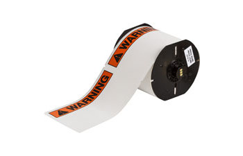 Brady ToughWash B30C-25-854-ANSIWA Rollo de etiquetas para impresora - 4 pulg. x 6.25 pulg. - Poliéster - Blanco, Naranja/Texto negro - B-854