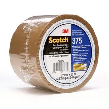 3M Scotch 375 Tostado Cinta de sellado de cajas - 72 mm Anchura x 50 m Longitud - 3.1 mil Espesor - 68763