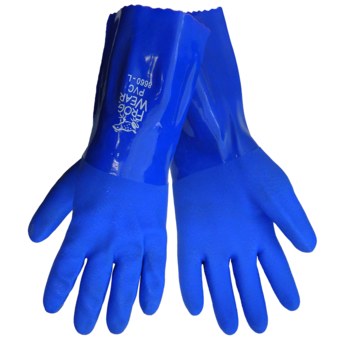 Imágen de Global Glove Frogwear 8660 Azul Grande PVC Apoyado Guantes resistentes a productos químicos (Imagen principal del producto)