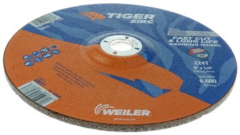 Weiler Tiger Zirc Disco esmerilador 58077 - 9 pulg. - Zirconio - 24 - T