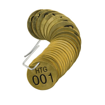 Imágen de Brady Negro sobre cobre Círculo Latón Etiqueta de válvula numerada con encabezado 23268 Etiqueta para válvula numerada con encabezado (Imagen principal del producto)