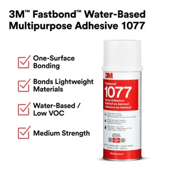 3M Fastbond 1077 7100373887 Spray Adhesivo para Espuma y Tela Neutro Líquido Bote de aerosol A base de agua - 76114 - Peso neto 8.2 oz