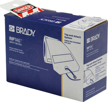 Brady RipTag 150501 Negro/Rojo sobre blanco Poliéster Etiqueta de bloqueo/etiquetado - Ancho 3 pulg. - Altura 5 3/4 pulg. - B-851