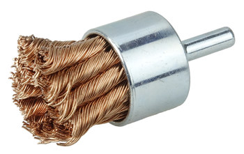 Weiler Bronce Cepillo de copa - Accesorio Vástago sin rosca - Diámetro 1-1/8 pulg. - Diámetro de la cerda 0.020 pulg. - 10067