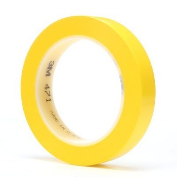 3M 471 Amarillo Cinta de marcado - 3/4 pulg. Anchura x 36 yd Longitud - 5.2 mil Espesor - Un solo lado Adhesiva - 03127