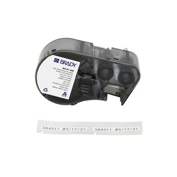 Brady WorkHorse M4-81-488 Etiquetas resistentes a disolventes - 1.9 pulg. x 0.25 pulg. - Poliéster - Negro sobre blanco - B-488