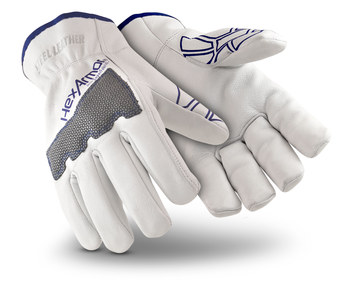 Imágen de HexArmor SteelLeather 5033 Blanco/Gris/Azul 7 Cuero de Piel de cabra/SuperFabric Grano Piel de cabra Corte y Cosido Guantes resistentes a cortes (Imagen principal del producto)