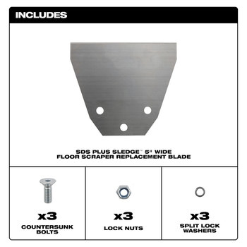Milwaukee SDS PLUS SLEDGE Metal Kit de recambio de rascador de suelo - longitud de 4.38 pulg. - ancho de 5 pulg. - 48-62-1914