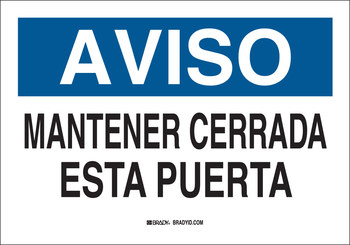 Imágen de Brady B-120 Poliéster reforzado con fibra de vidrio Rectángulo Blanco Español Letrero de puerta 39718 (Imagen principal del producto)