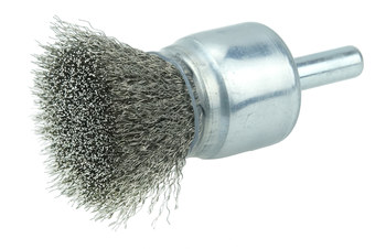 Weiler Acero inoxidable Cepillo de copa - Accesorio Eje - Diámetro 3/4 pulg. - Diámetro de la cerda 0.006 pulg. - Material de la copa: recubierto - 11013