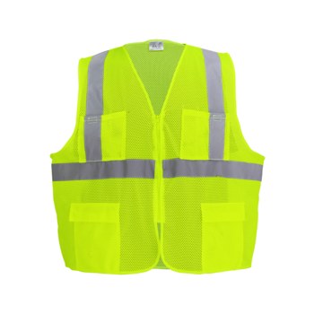 Global Glove FrogWear HV Chaleco de seguridad de alta visibilidad GLO-271-LG - tamaño Grande - Malla Poliéster - Amarillo/verde de alta visibilidad - ANSI clase 2, tipo R - glo-271 lg