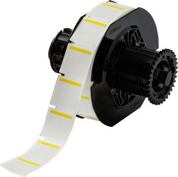 Brady B33-179-494-YL Etiquetas imprimibles de transferencia térmica - 1 pulg. x 1 pulg. - Poliéster - Blanco/amarillo - B-494