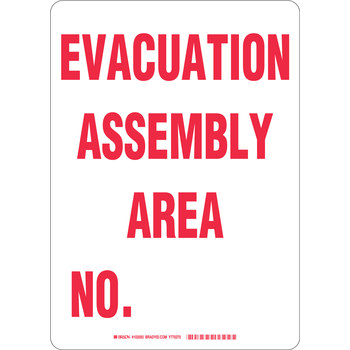 Imágen de Brady B-401 Poliesterino de alto impacto Rectángulo Blanco Inglés Cartel de evacuación de emergencia 103593 (Imagen principal del producto)