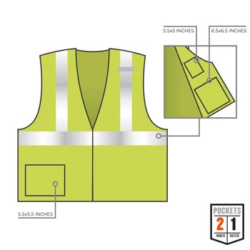Ergodyne GloWear 8217BA Chaleco de alta visibilidad 21525 - tamaño Grande/XG - Poliéster - Lima - ANSI clase 2 (sin mangas)