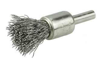 Weiler Acero inoxidable Cepillo de copa - Accesorio Vástago sin rosca - Diámetro 1/2 pulg. - Diámetro de la cerda 0.014 pulg. - Material de la copa: niquelado - 10372
