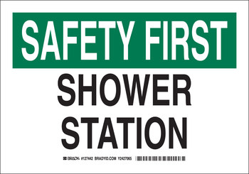 Imágen de Brady B-555 Aluminio Rectángulo Blanco Inglés Señalamiento de estación de ducha 127440 (Imagen principal del producto)