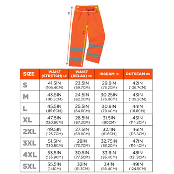 Ergodyne Glowear 8925 Pantalones de alta visibilidad 24444 - tamaño Grande - Poliuretano en poliéster - Naranja de alta visibilidad - ANSI clase E