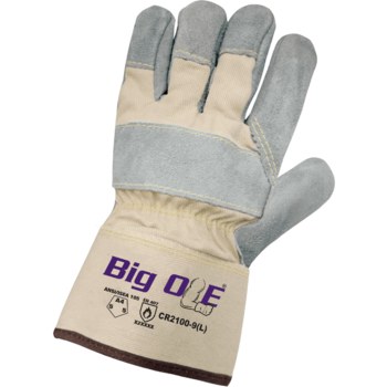 Global Glove Big Ole CR2100 Gris Grande Cuero Dividir Cuero vacuno Guante resistente a cortes - cr2100 lg