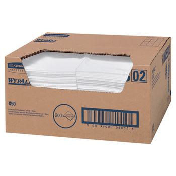 Kimberly-Clark Wypall X50 Limpiador 06053, Hydroknit, - 12.5 pulg. x 23.5 pulg. - Blanco