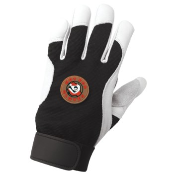Global Glove Hot Rod h3008 Negro Grande Cuero Grano Piel de cabra Cuero Guantes de trabajo - acabado Áspero - hr3008 lg
