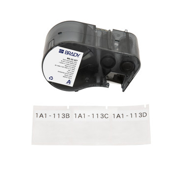 Brady M5-32-427 Etiquetas envolventes autolaminables - 1.5 pulg. x 1.5 pulg. - Vinilo - Negro sobre blanco, transparente - B-427