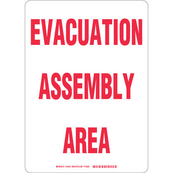 Imágen de Brady B-401 Poliesterino de alto impacto Rectángulo Blanco Inglés Cartel de evacuación de emergencia 103591 (Imagen principal del producto)