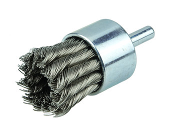 Weiler Acero inoxidable Cepillo de copa - Accesorio Vástago sin rosca - Diámetro 1-1/8 pulg. - Diámetro de la cerda 0.020 pulg. - 10032
