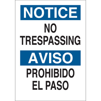 Imágen de Brady B-302 Poliéster Rectángulo Blanco Inglés/Español Cartel/anuncio de no traspasar 122648 (Imagen principal del producto)