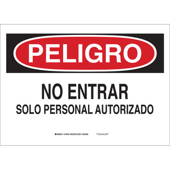 Imágen de Brady B-120 Poliéster reforzado con fibra de vidrio Rectángulo Blanco Español Cartel de área restringida 39554 (Imagen principal del producto)
