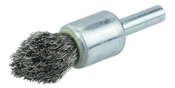 Weiler Acero inoxidable Cepillo de copa - Accesorio Eje - Diámetro 1/2 pulg. - Diámetro de la cerda 0.010 pulg. - Estilo del cepillo: dilatación controlada - 10313