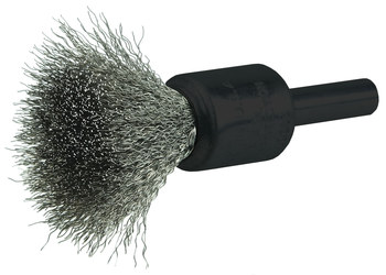 Weiler Acero inoxidable Cepillo de copa - Accesorio Eje - Diámetro 1/2 pulg. - Diámetro de la cerda 0.006 pulg. - Material de la copa: estándar - 10013