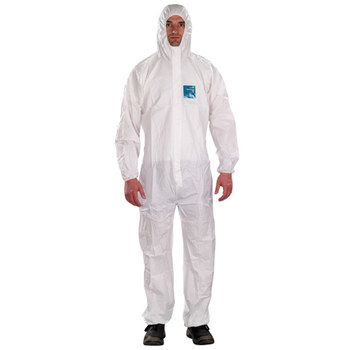 Ansell Microchem AlphaTec Overol resistente a productos químicos 68-1800 WH18-B-92-107-04 - tamaño Grande - Polietileno - Blanco - 62613